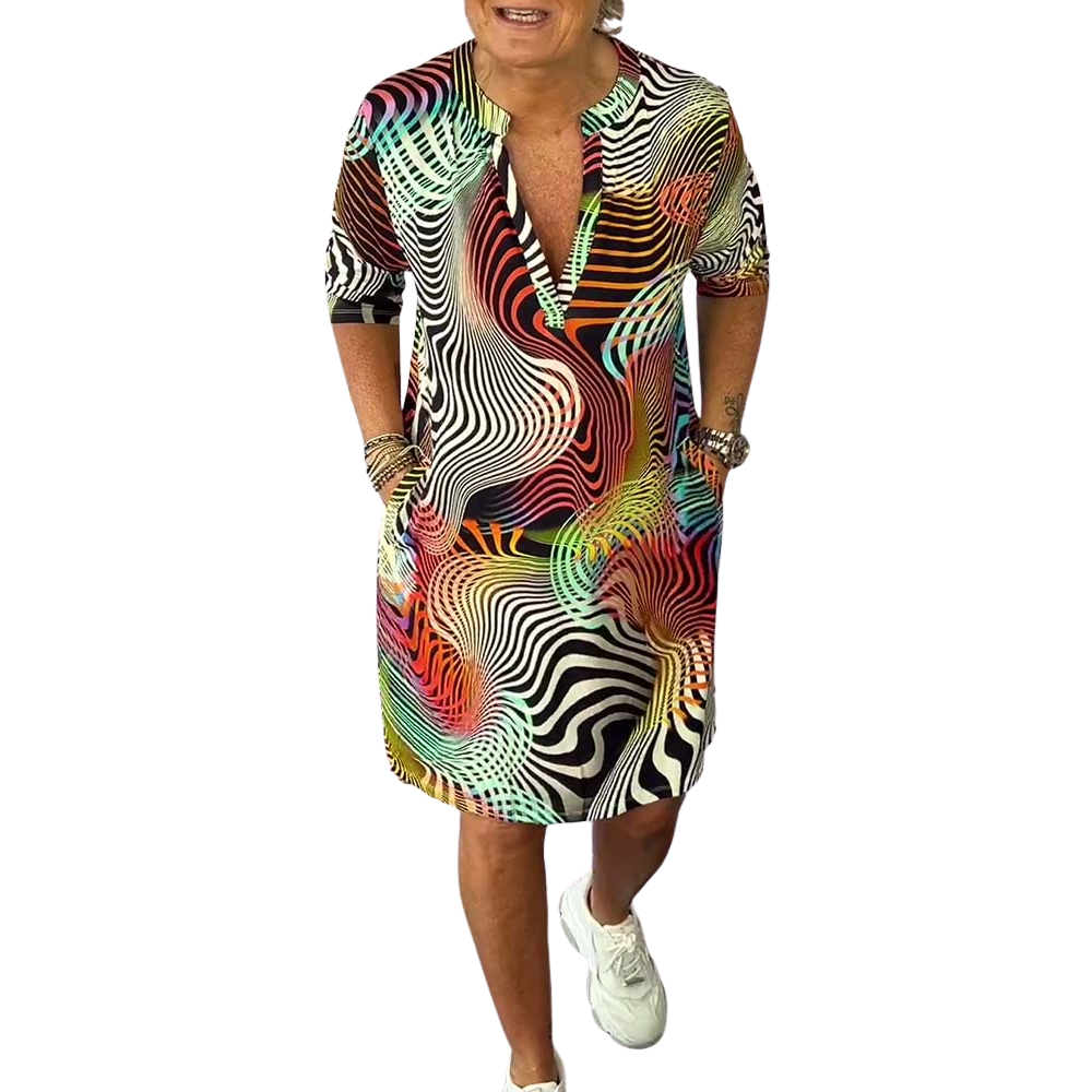 Ria™ - Robe multicolore à col en V