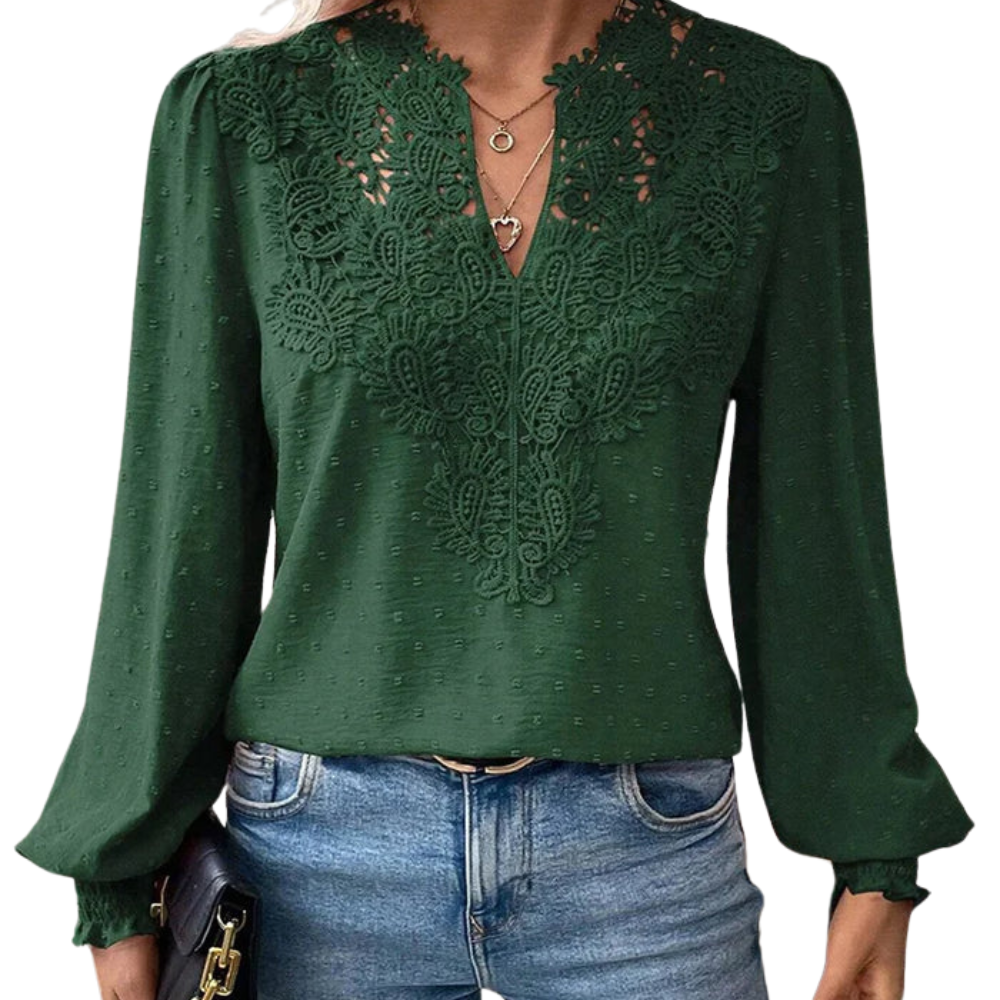 Mila™ - Blouse en Dentelle de Luxe avec Encolure en V