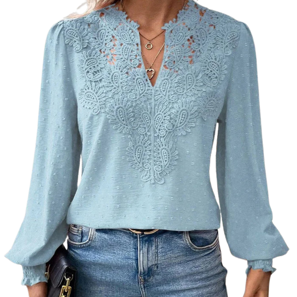 Mila™ - Blouse en Dentelle de Luxe avec Encolure en V