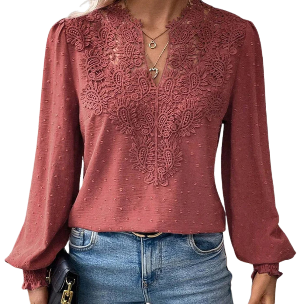 Mila™ - Blouse en Dentelle de Luxe avec Encolure en V
