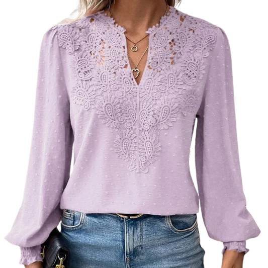Mila™ - Blouse en Dentelle de Luxe avec Encolure en V