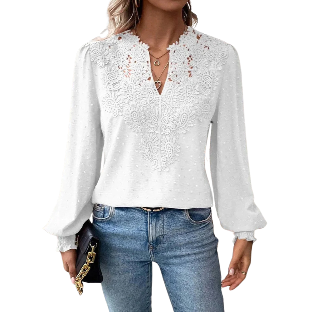 Mila™ - Blouse en Dentelle de Luxe avec Encolure en V