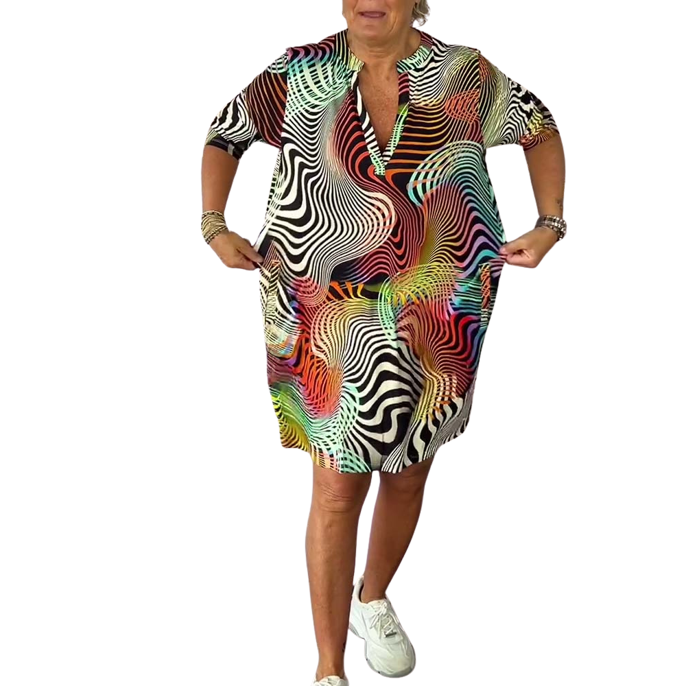 Ria™ - Robe multicolore à col en V